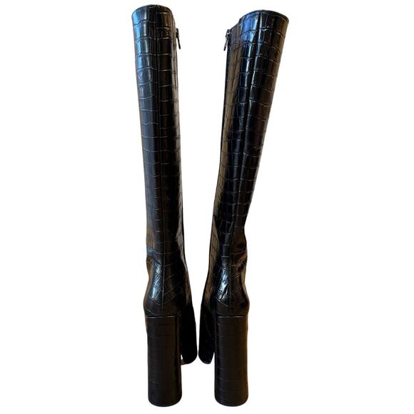 L’intervalle Yaroslav Croco Boots Nior Platform Pointy Toe Knee-High Spain Sz 39 - Picture 2 of 13